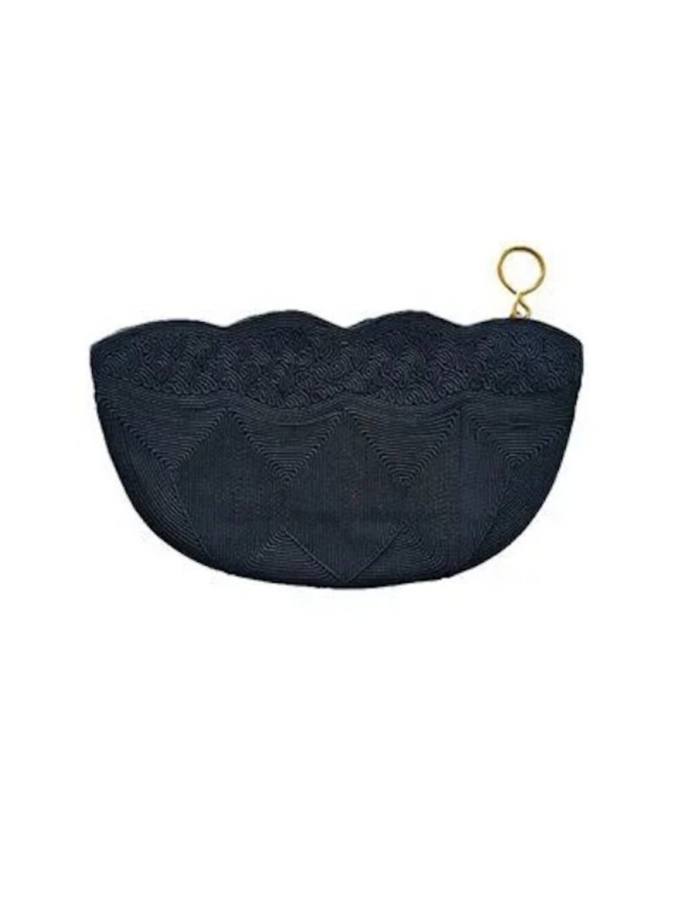 Vintage MCM Cordécraft Black Clutch Genuine Cordé Art Deco Bag Wavy Edge Zip Top